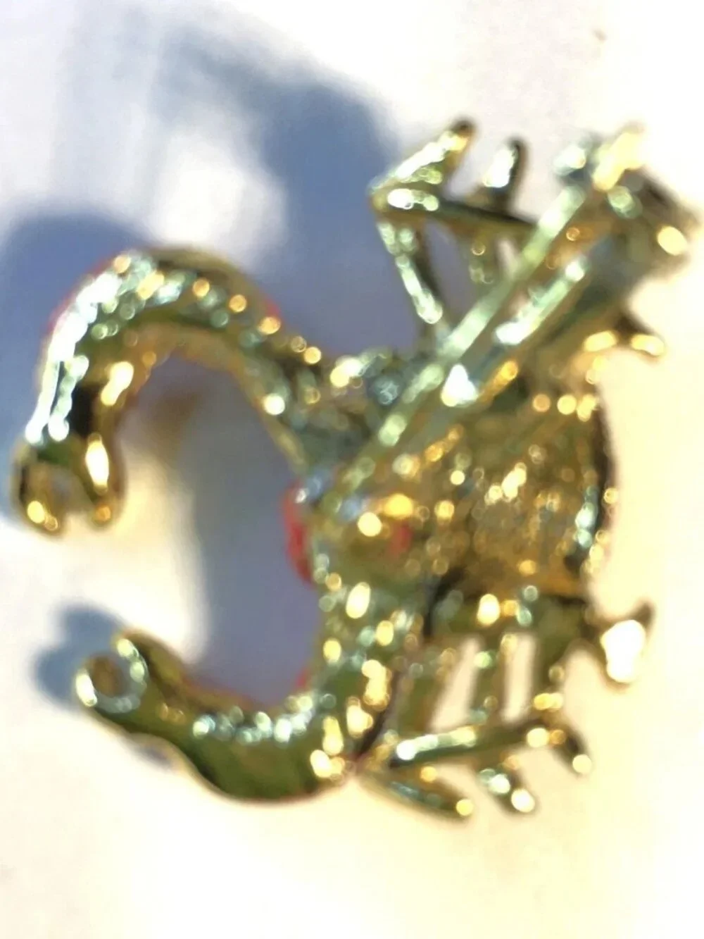 Vintage Set Of Enamel Gold Tone Crab Brooch Pins With Green Eyes & Moving Claws